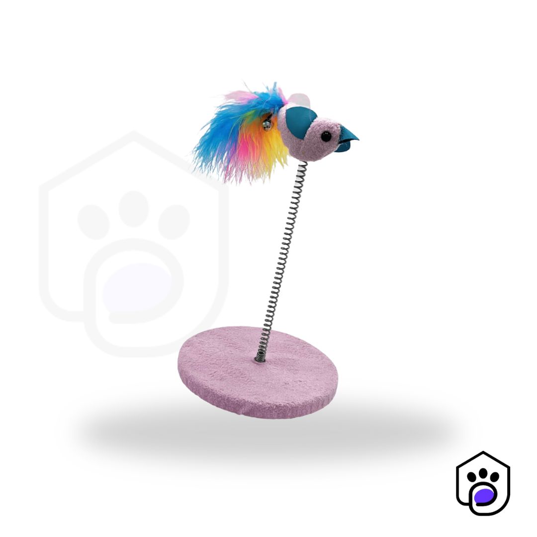 Feather Bird Toy (Spring and Scratching Pad)